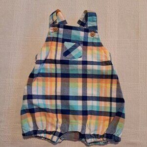 Janie and Jack boys size 0-3 months plaid romper